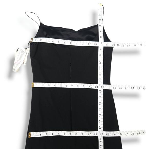 Phoebe Cowl Neck Spaghetti Strap Slip Maxi Dress Silky Drape Black 2 NWT Glam - Picture 8 of 9